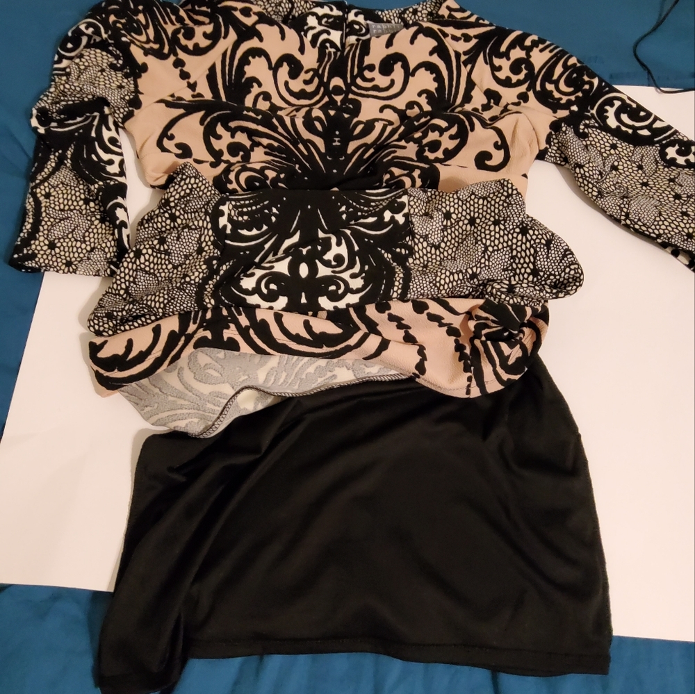 NWT! Rabbit Rabbit Rabbit Design Damask Print 3/4 Sleeve Sheath Dress Size 4 - Picture 2 of 10